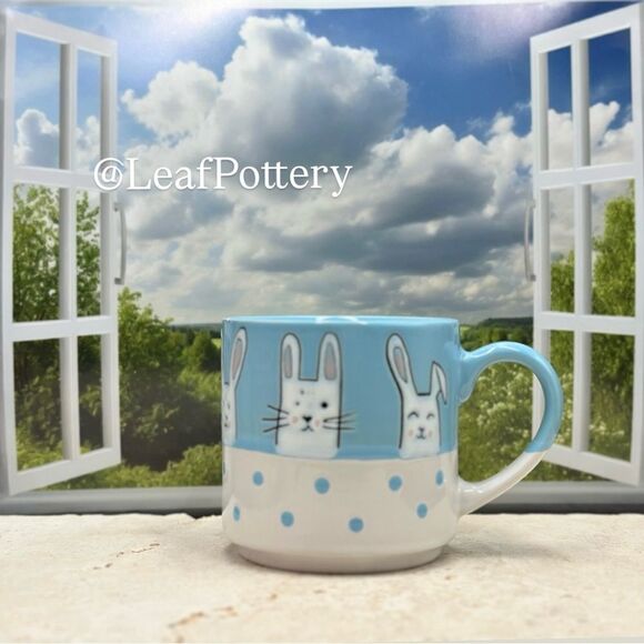 Silly Bunny Blue/ White Ceramic 20oz Mug - Picture 10 of 10